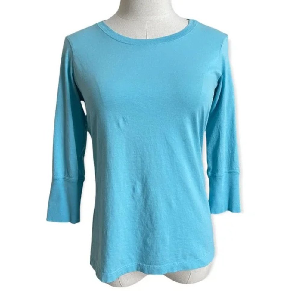 Theory 3/4 sleeve 100% cotton tee, light blue, size M